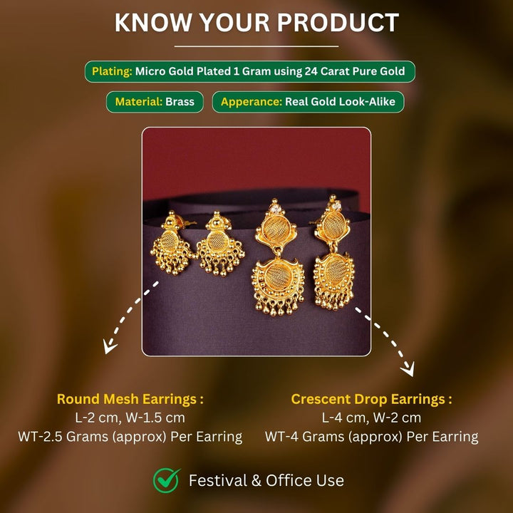 Micro Gold Plated Earrings Measurement Image - Sasitrends