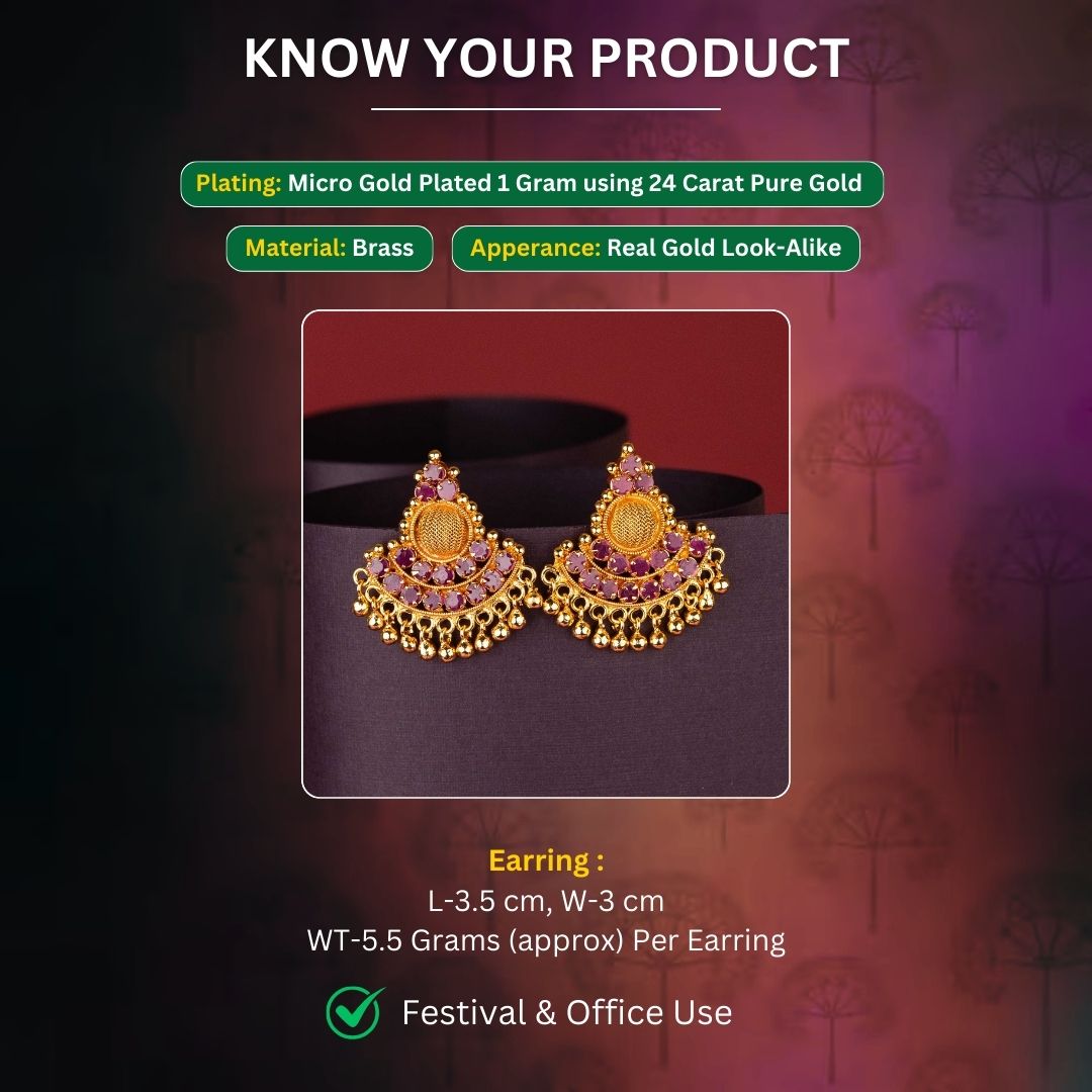 Micro Gold Plated Earrings Measurement Image - Sasitrends