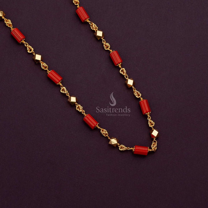 Ethnic micro gold plated chain ideal for traditional outfits like sarees and half sarees - Sasitrends