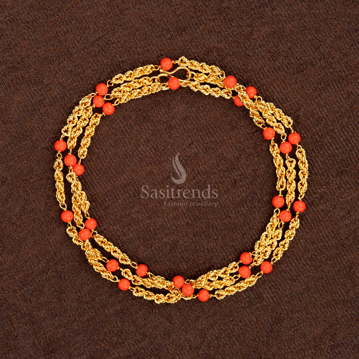 Mangalore-style coral chain with secure traditional lock for durability and grand appeal – Sasitrends