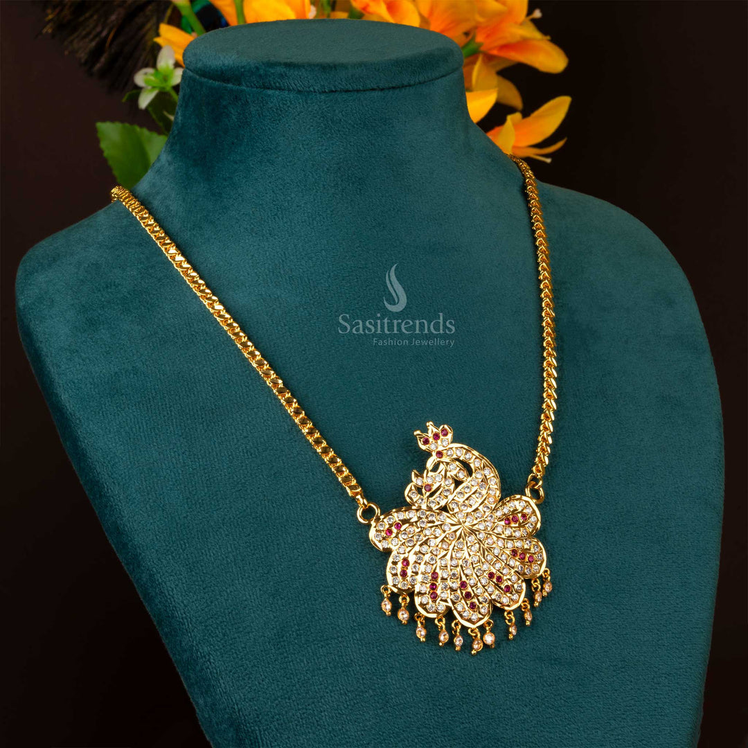 Elegant Gold Plated IMPON Dollar Chain with AD Stones Sasitrends