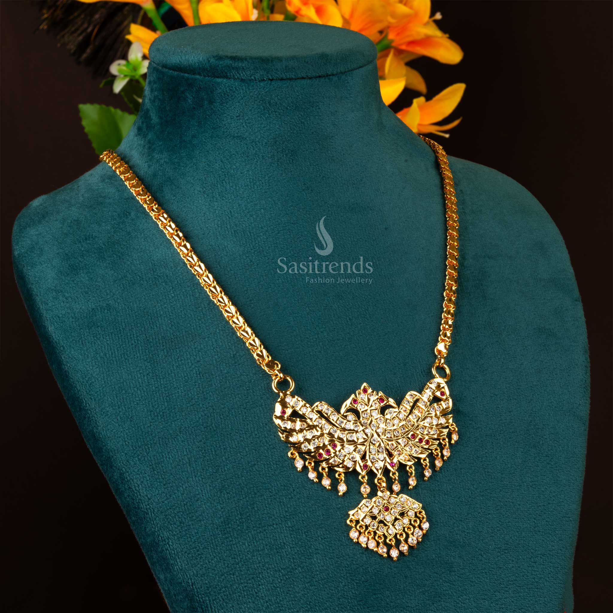 Elegant Micro Gold Plated IMPON Dollar Chain with AD Stones Sasitrends