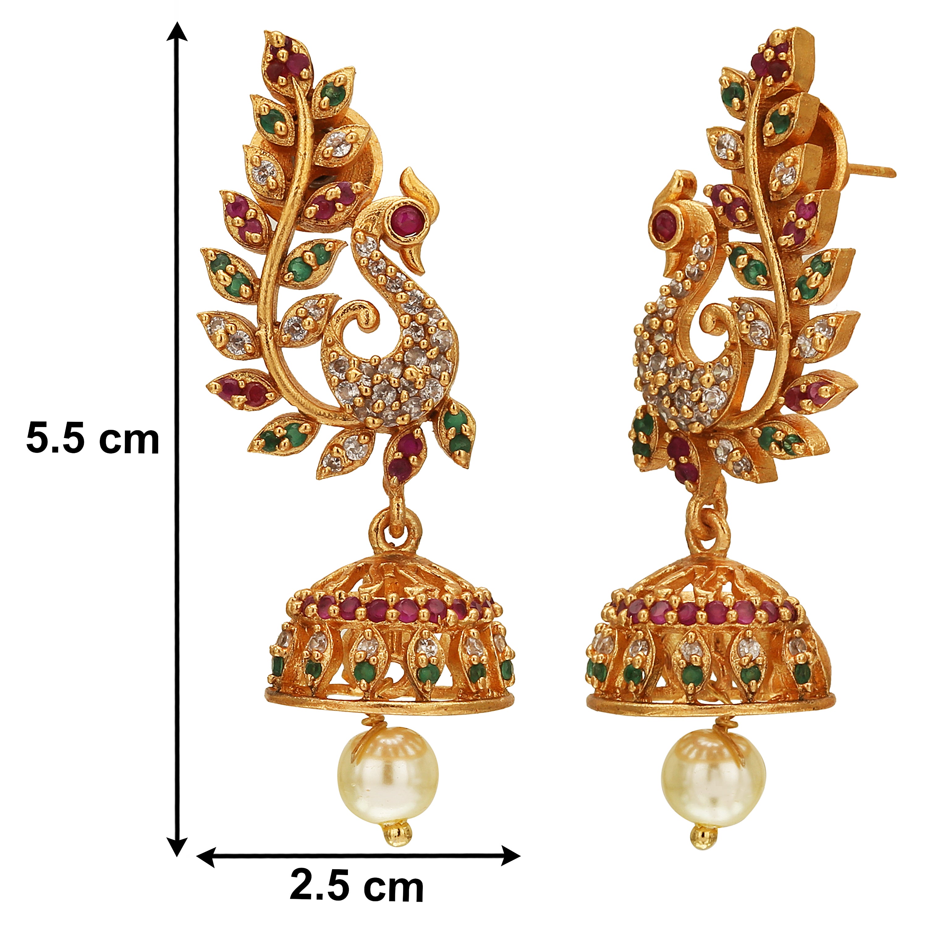 Striking matte gold earrings with a captivating peacock design, reflecting rich cultural heritage and artisanal finesse - Sasitrends