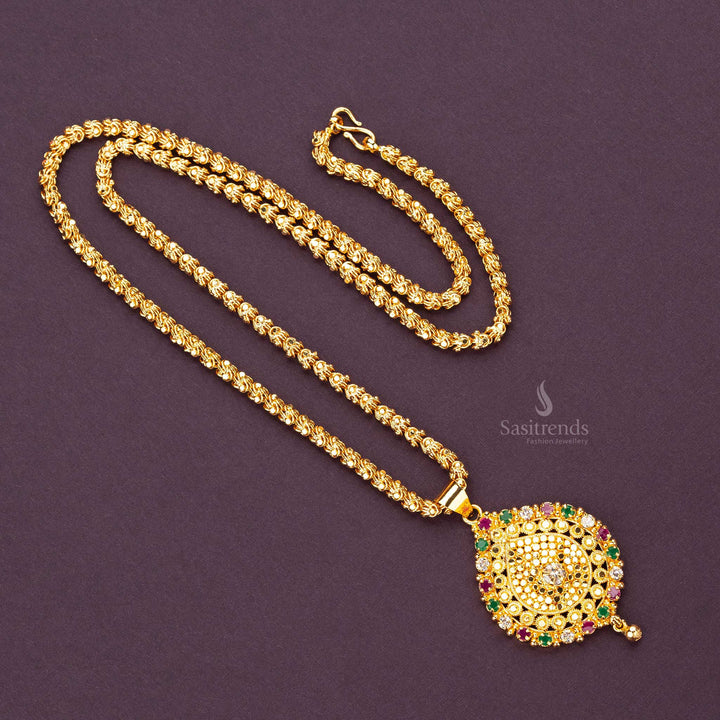 Dasavatharam Pendant Necklace Multi American Diamond Stone Stud Necklace Sasitrends