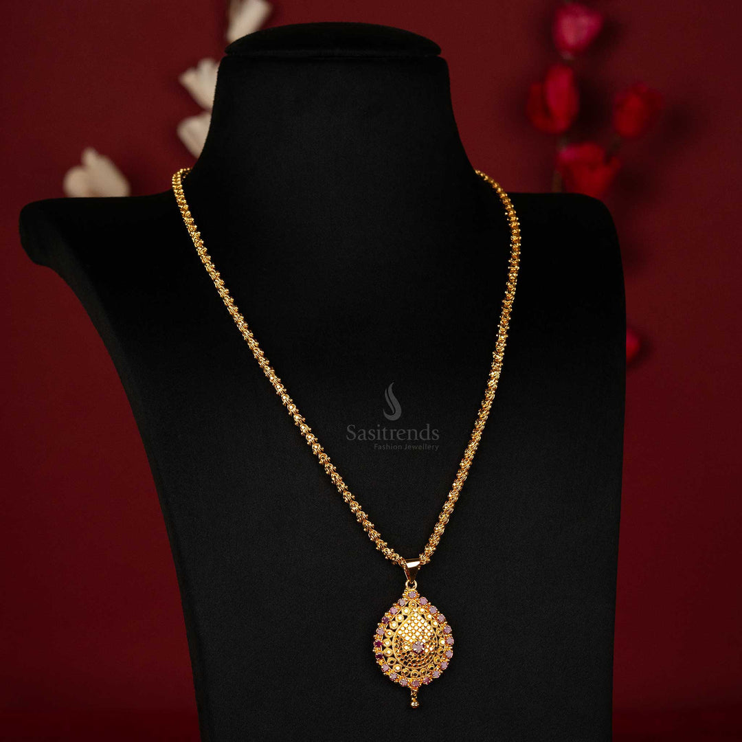 Dasavatharam Teardrop Pendant Necklace in Ruby Color Sasitrends Online