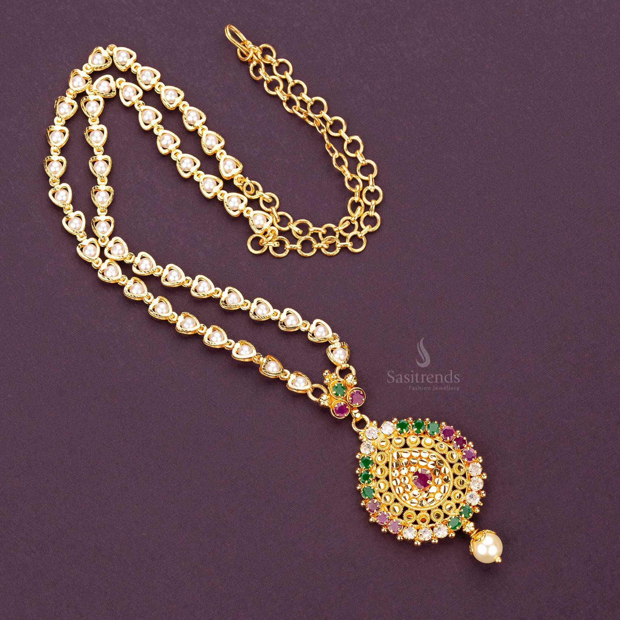 Guaranteed One Gram Gold Plated Pearl Ball Necklace Sasitrends