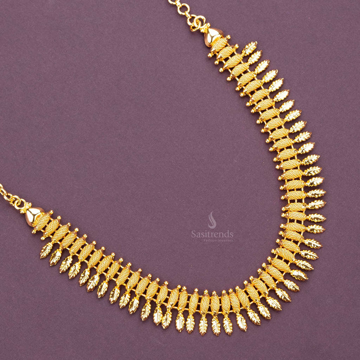 Guaranteed Traditional one Gram Micro Gold Plated Net Pattern Plain Necklace Sasitrends