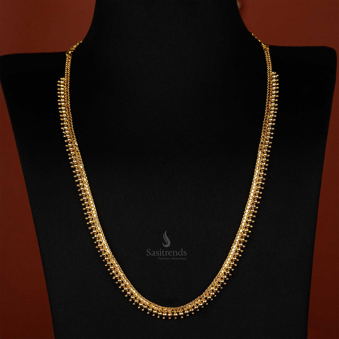 Timeless and classy micro gold-plated small ball long necklace featuring intricate craftsmanship - Sasitrends