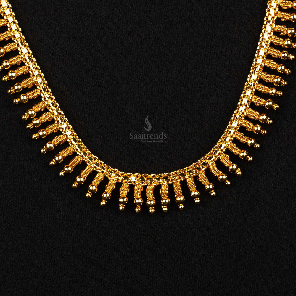 Modern design micro gold-plated long necklace with detailed net ball accents for a fashionable touch - Sasitrends