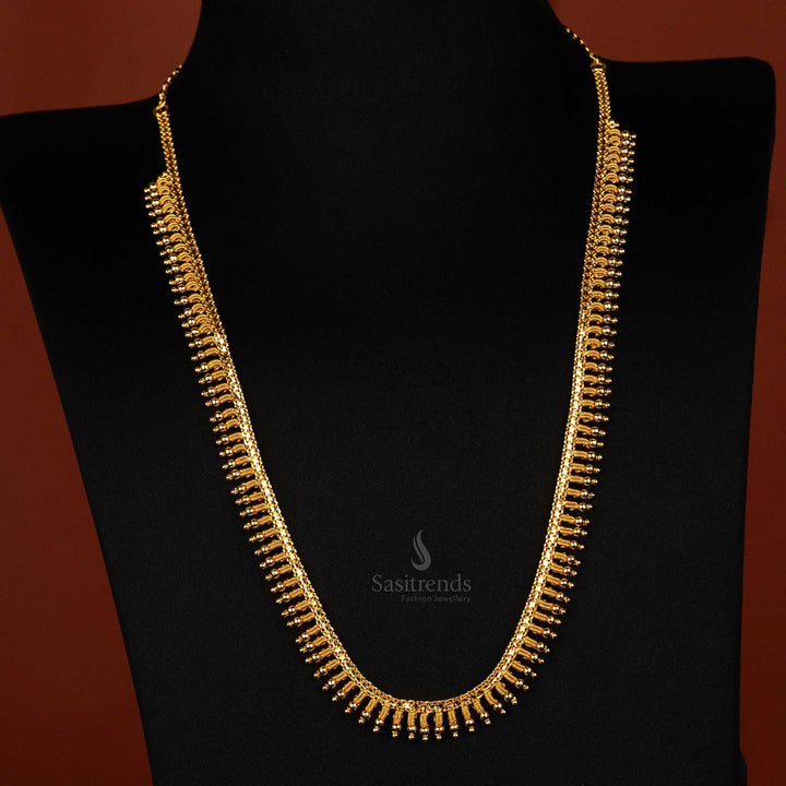 Stylish and graceful long necklace adorned with micro gold-plated net ball elements for a timeless look - Sasitrends