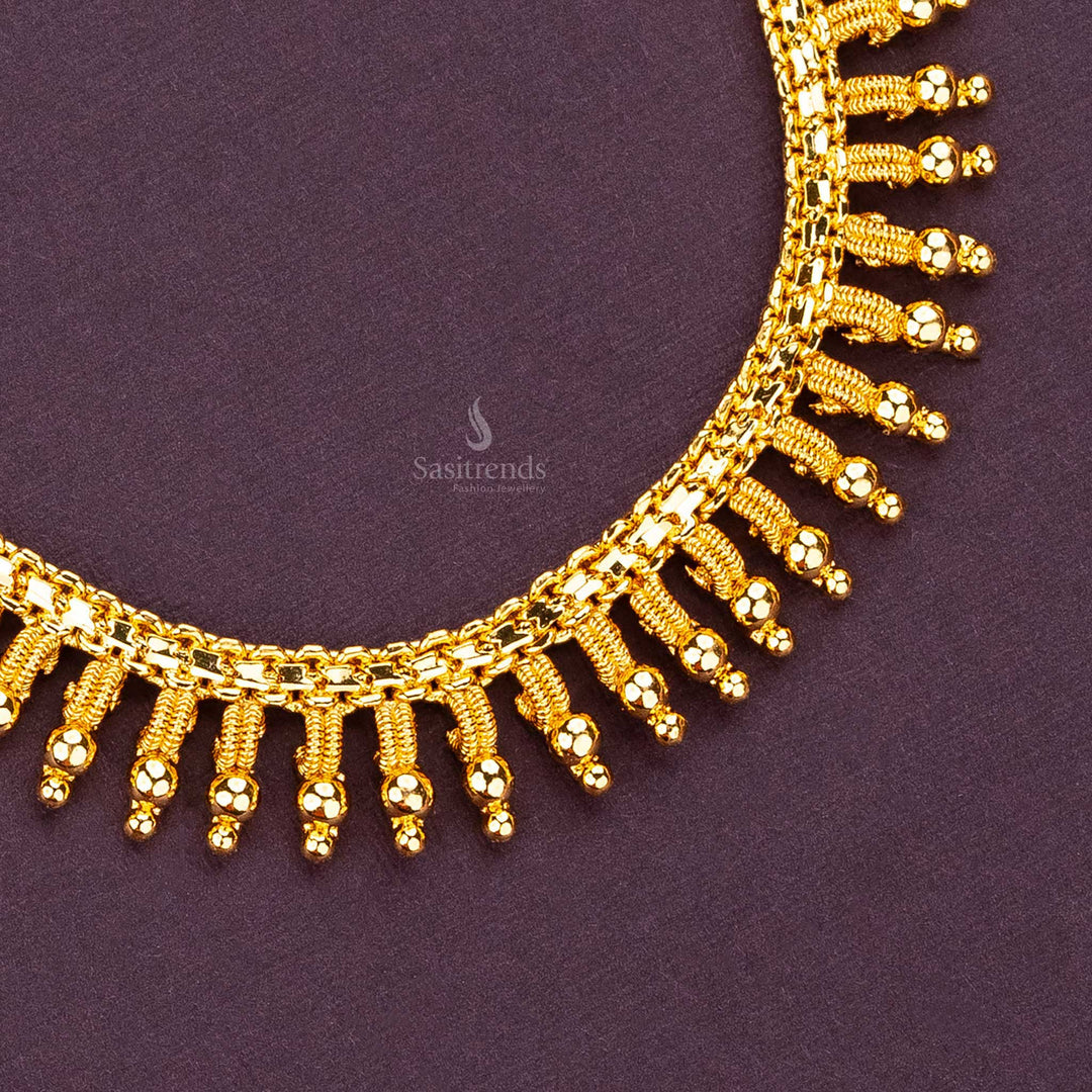 Elegant micro gold plated small net ball long necklace for weddings and festivals