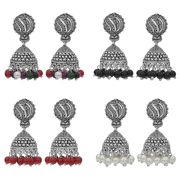 Elegant Oxidised German Silver Jhumka Set 