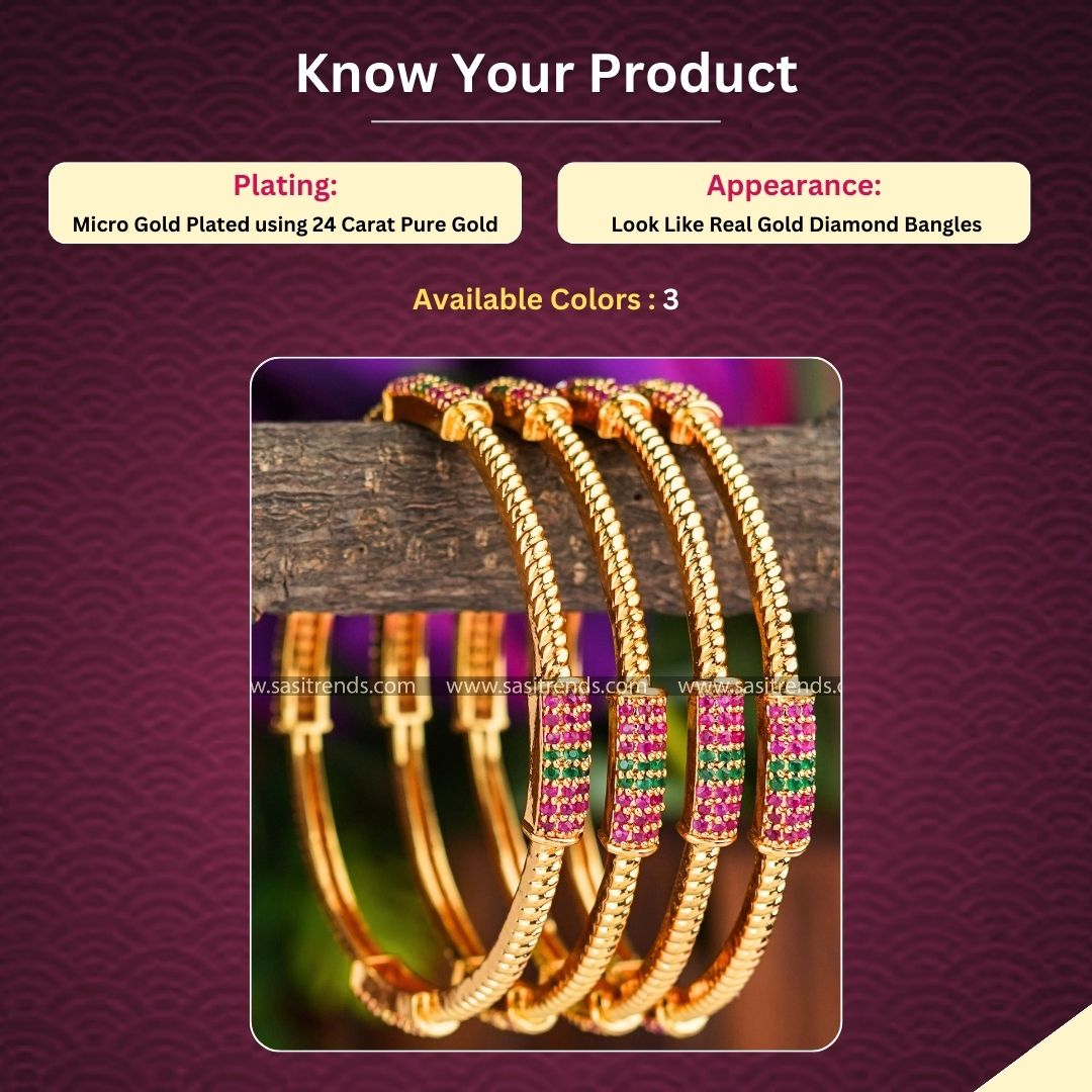 Micro Gold Plated Bangles Measurement Image - Sasitrends