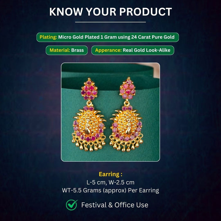 Micro Gold Plated Earrings Measurement Image - Sasitrends