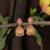 Traditional Micro Gold Plated Flower Designer Ruby Green AD Stone Jhumka Earrings 
