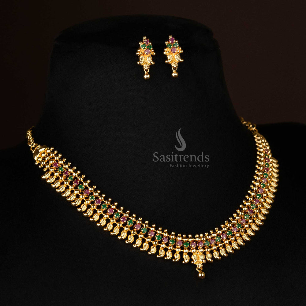 Traditional ruby green mango motif necklace – Festival perfect - Sasitrends