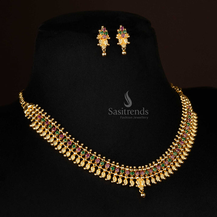 Traditional ruby green mango motif necklace – Festival perfect - Sasitrends