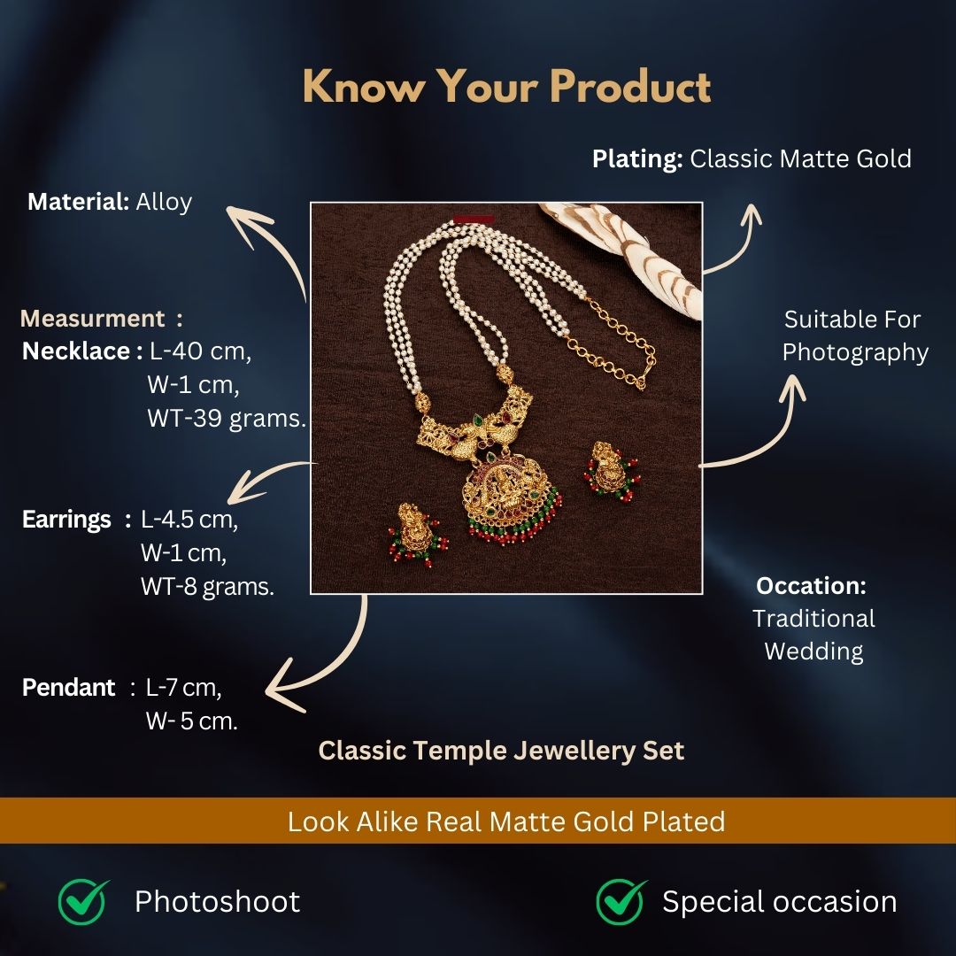 Classic Matte Gold Plated Jewellery Sets Measurement Image - Sasitrends





