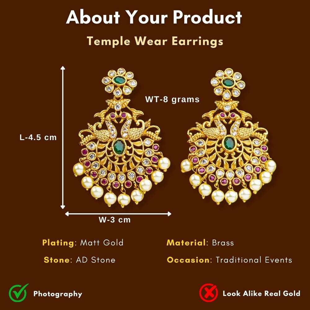 Matt gold jhumka earrings measurement image - Sasitrends