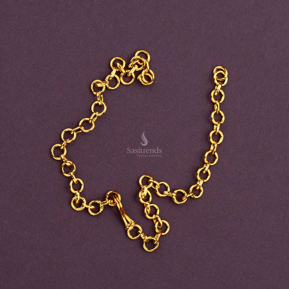 Premium temple matte gold plated back chain hook type sasitrends