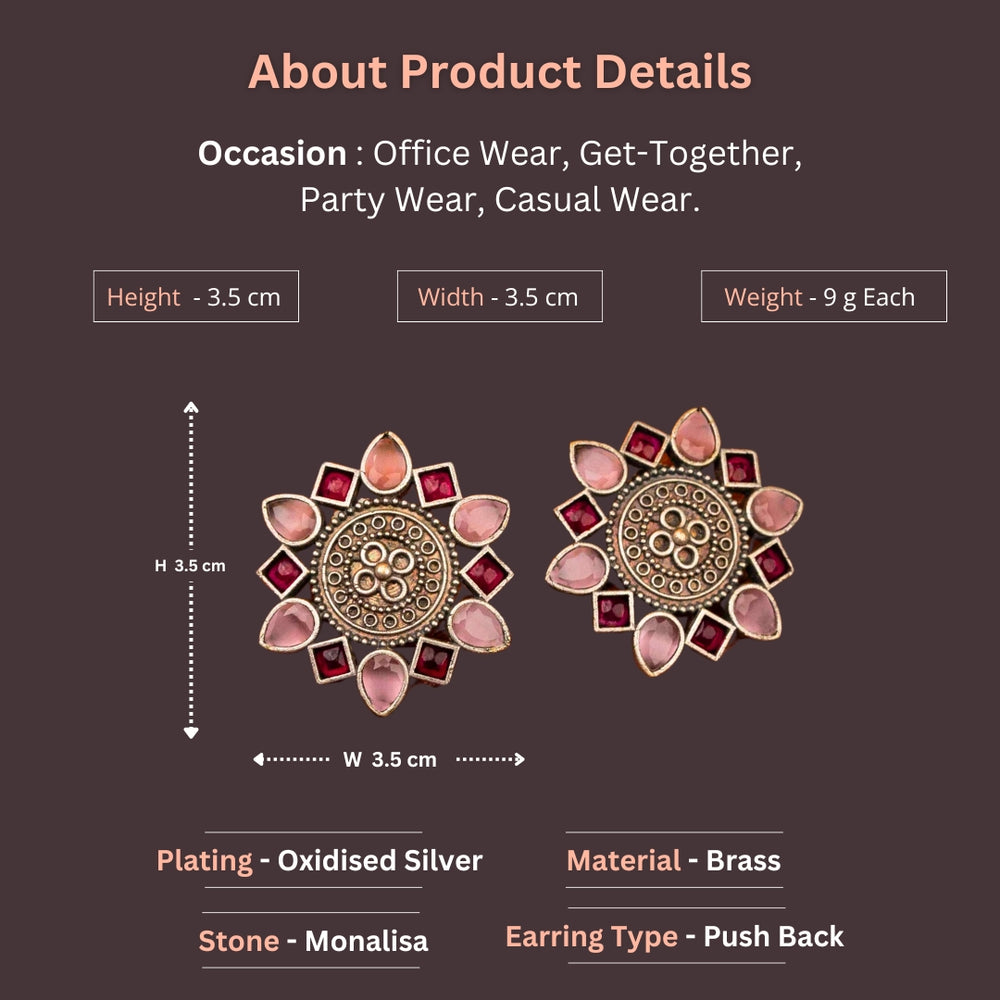 Radiant Mandala Stud Earrings Oxidised Product Details Sasitrends Online Shopping