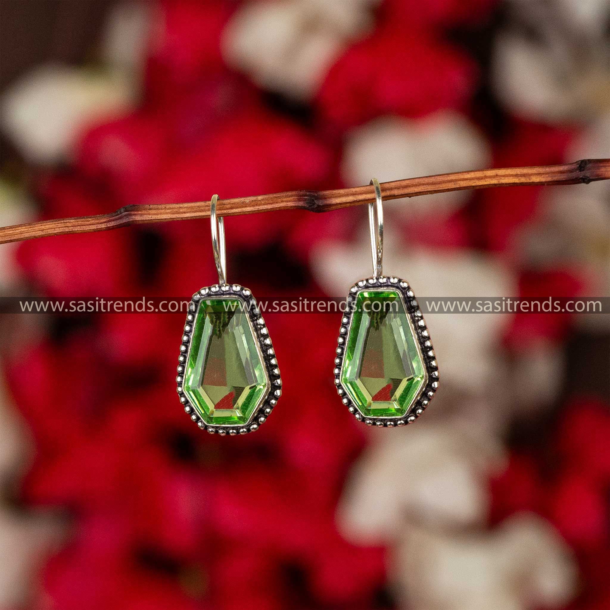 Latest Oxidised Light Green Fish Hook Earrings Sasitrends Online Shopping