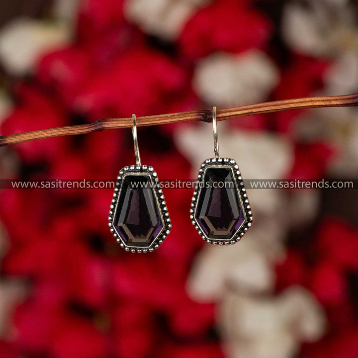 Trendy Oxidised Gem Purple Stone Fish Hook Sasitrends Online Shopping