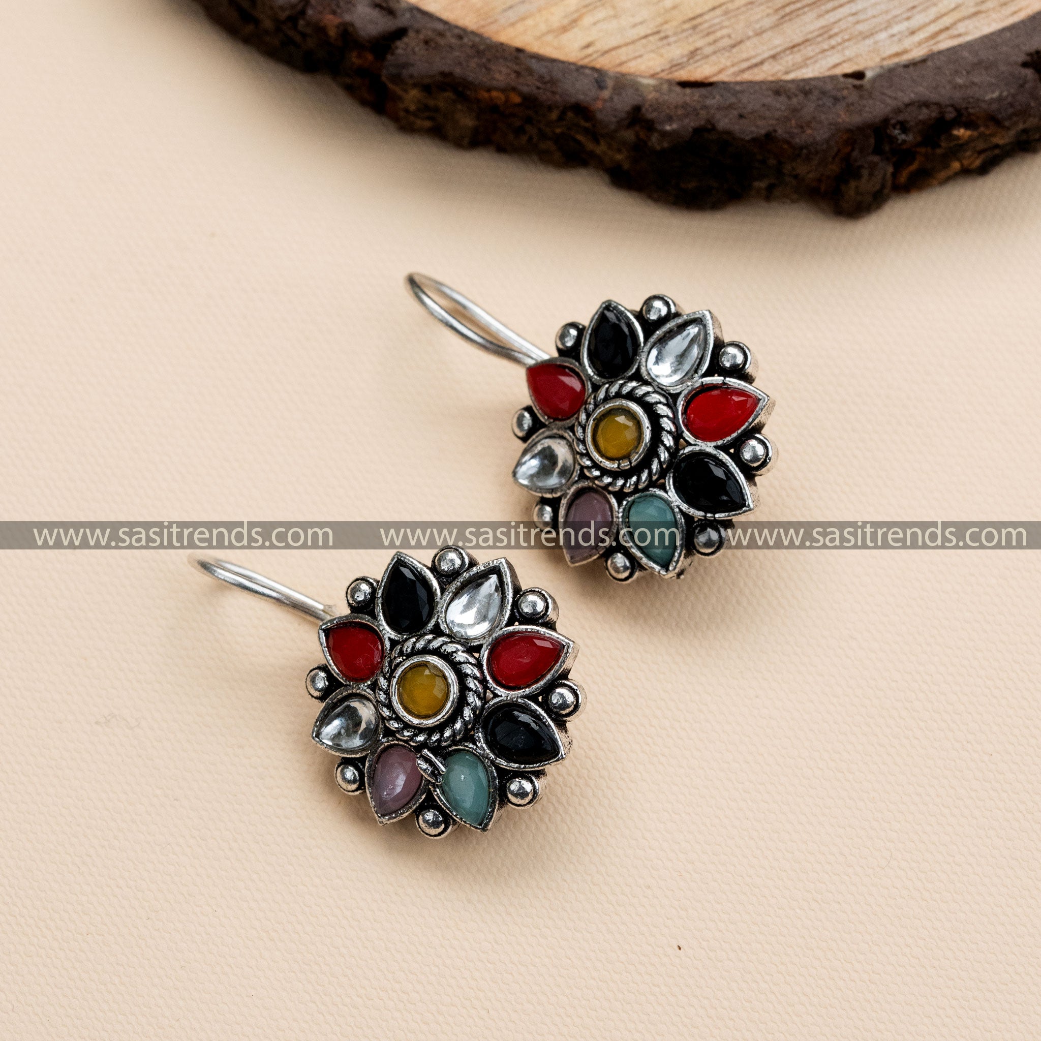 Oxidised German Silver Fish Hook Earrings For Women And Girls