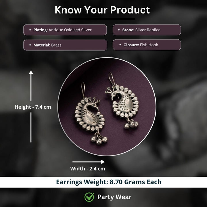 Oxidised Silver Earrings Measurement Image - Sasitrends





