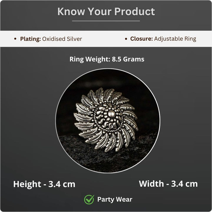 Oxidised Silver Ring Measurement Image - Sasitrends






