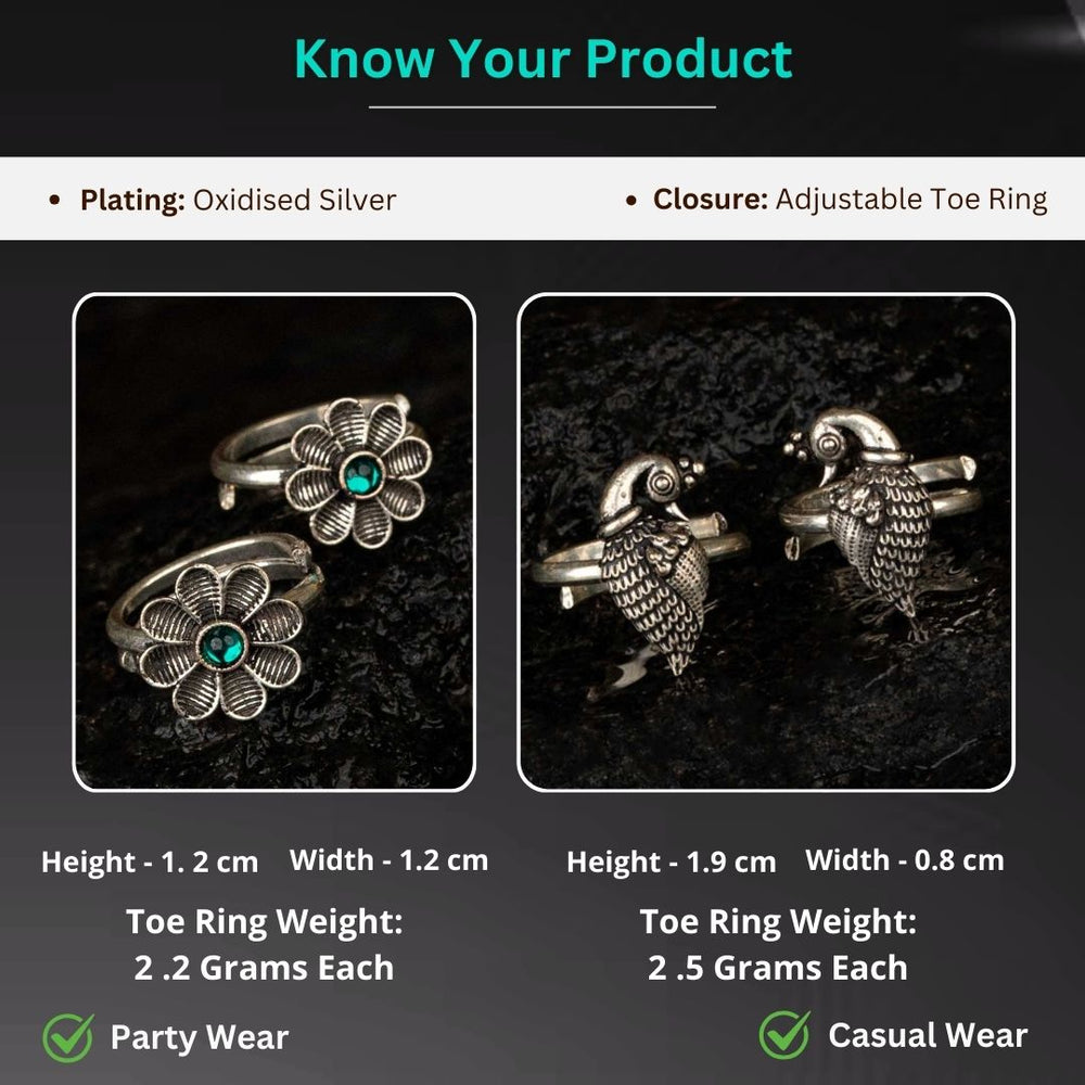 Oxidised Silver Toe Rings Measurement Image - Sasitrends





