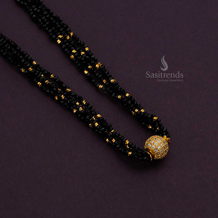 Black micro gold-plated necklace with bold round pendant, perfect for weddings and festivals - Sasitrends