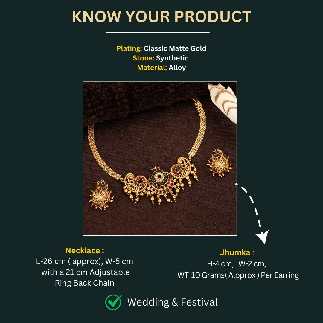 Classic Matte Gold Plated Jewellery Sets Measurement Image - Sasitrends





