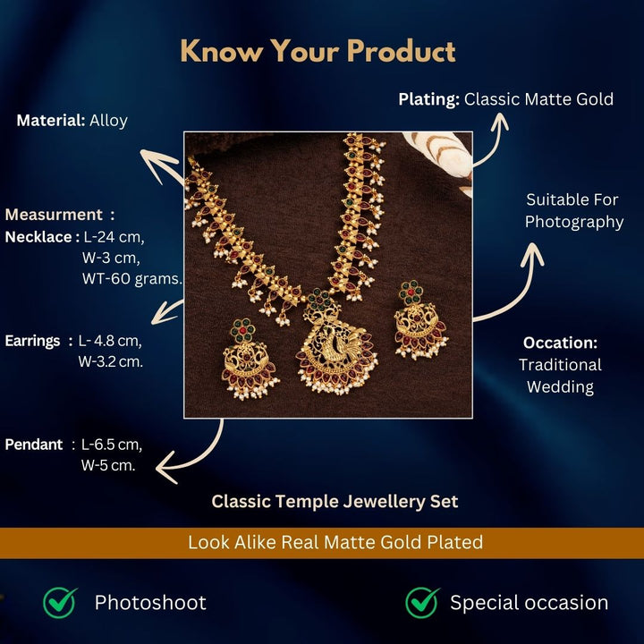 Classic Matte Gold Plated Jewellery Sets Measurement Image - Sasitrends
