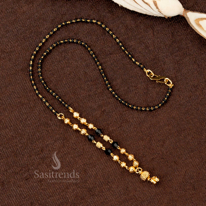 Festive micro gold-plated beaded mangalsutra with black beads, crafted with an exquisite design to enhance your ethnic wear - Sasitrends