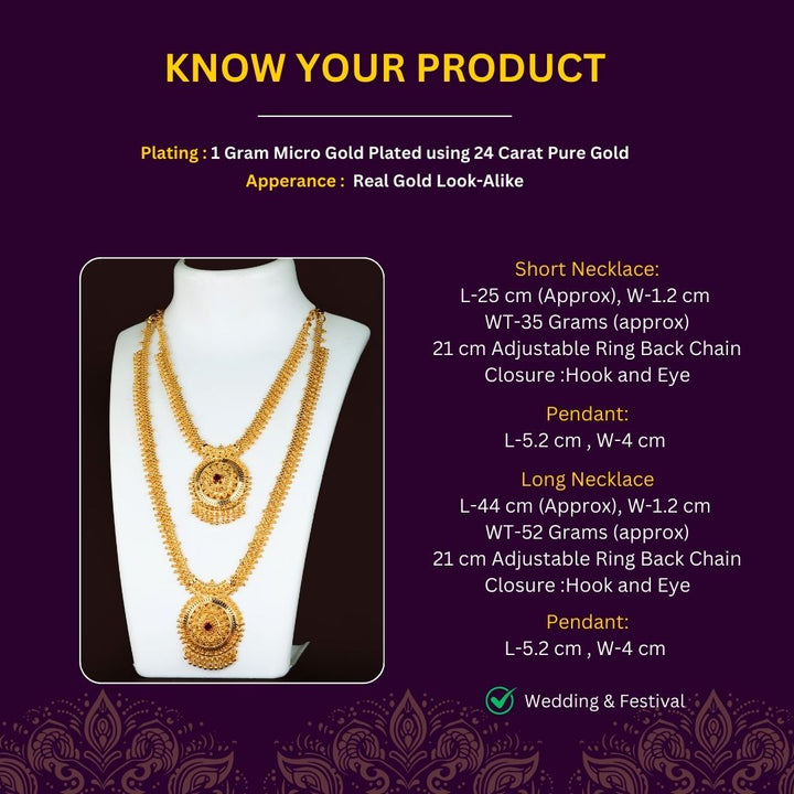 Micro Gold Plated Necklace Set Measurement Image - Sasitrends