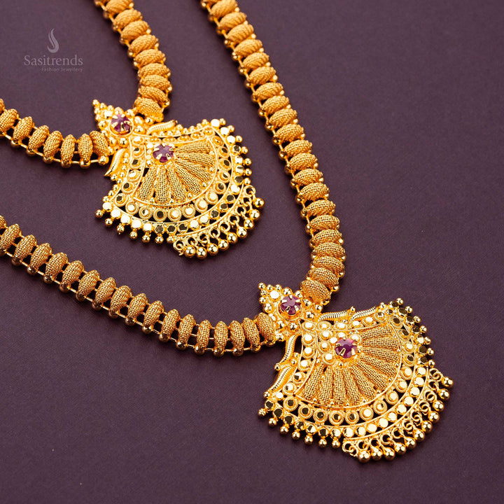 Gorgeous Micro Gold Plated  Necklace Set - Perfect for Traditional Occasions - Sasitrends