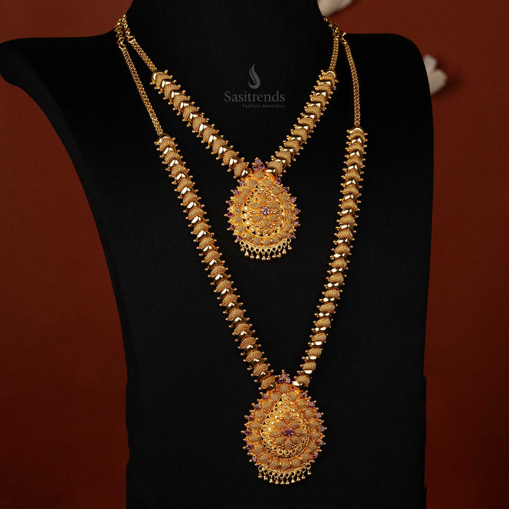 Traditional One Gram Micro Gold Plated Necklace Combo Set with Guarantee - Sasitrends