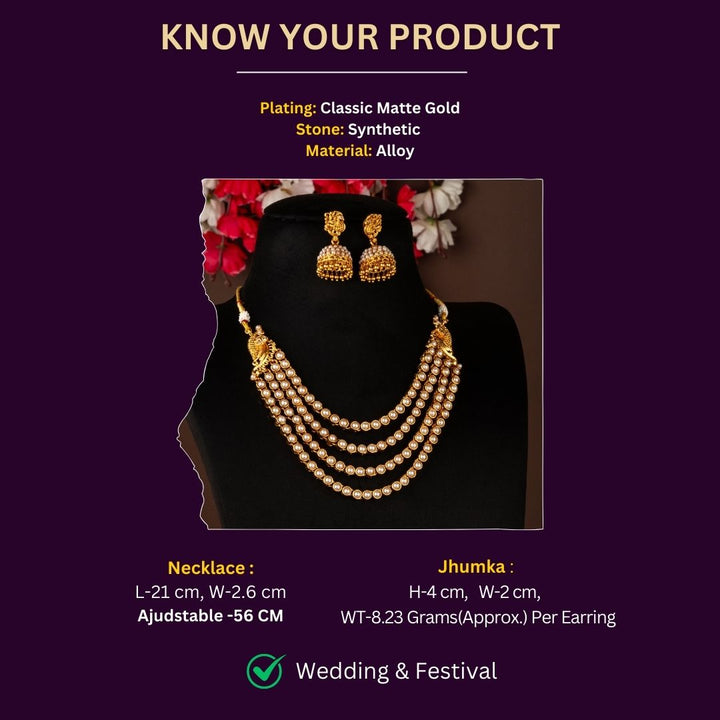 Classic Matte Gold Plated Jewellery Sets Measurement Image - Sasitrends





