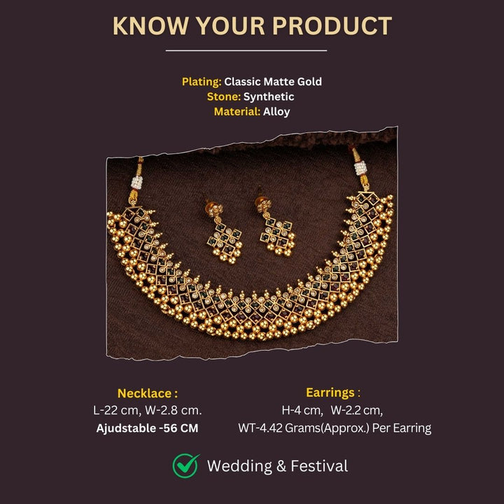 Classic Matte Gold Plated Jewellery Sets Measurement Image - Sasitrends





