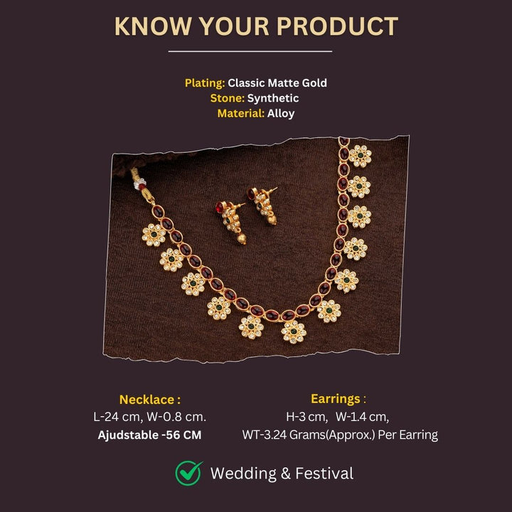 Classic Matte Gold Plated Jewellery Sets Measurement Image - Sasitrends





