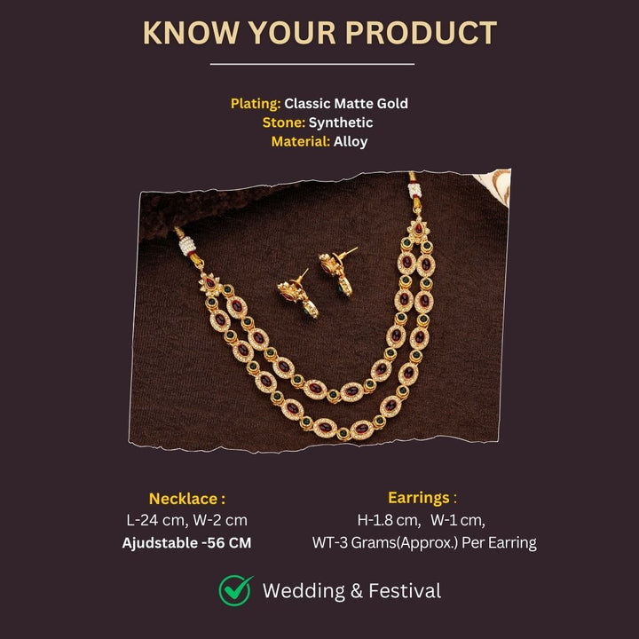 Classic Matte Gold Plated Jewellery Sets Measurement Image - Sasitrends





