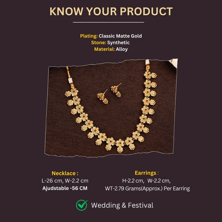 Classic Matte Gold Plated Jewellery Sets Measurement Image - Sasitrends





