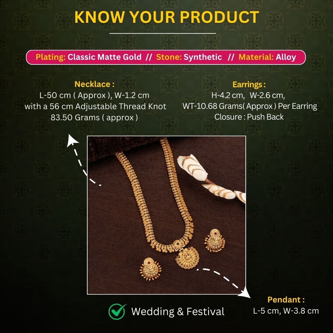 Classic Matte Gold Plated Jewellery Sets Measurement Image - Sasitrends








