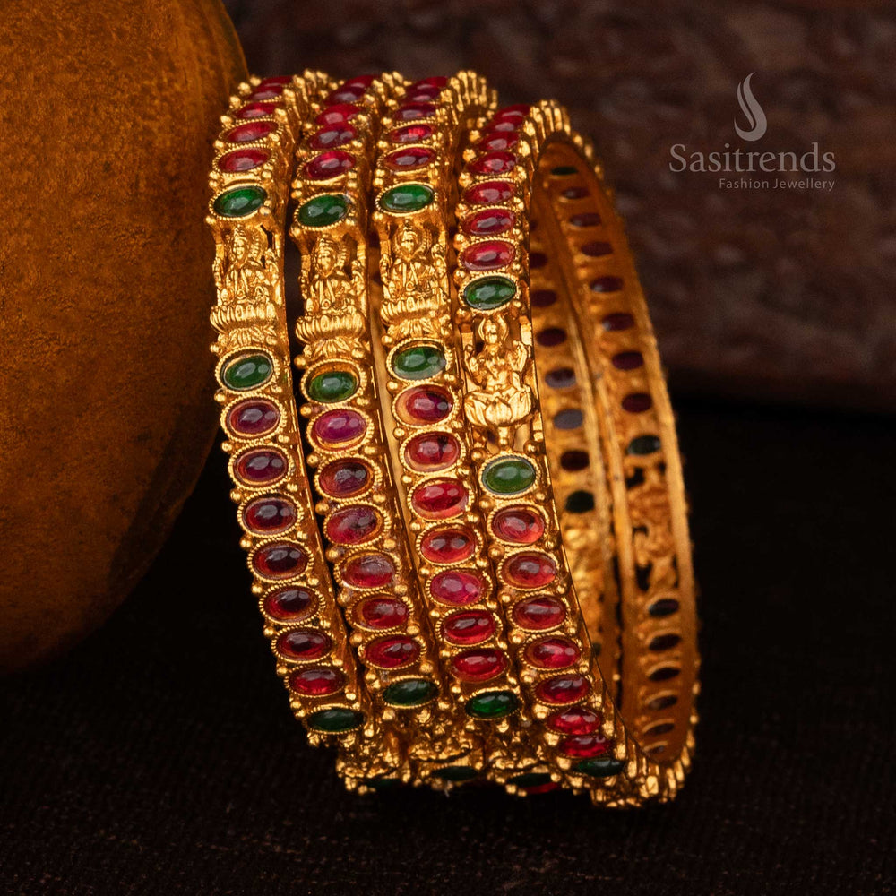 Intricately designed matte gold bangles for festive occasions - Sasitrends