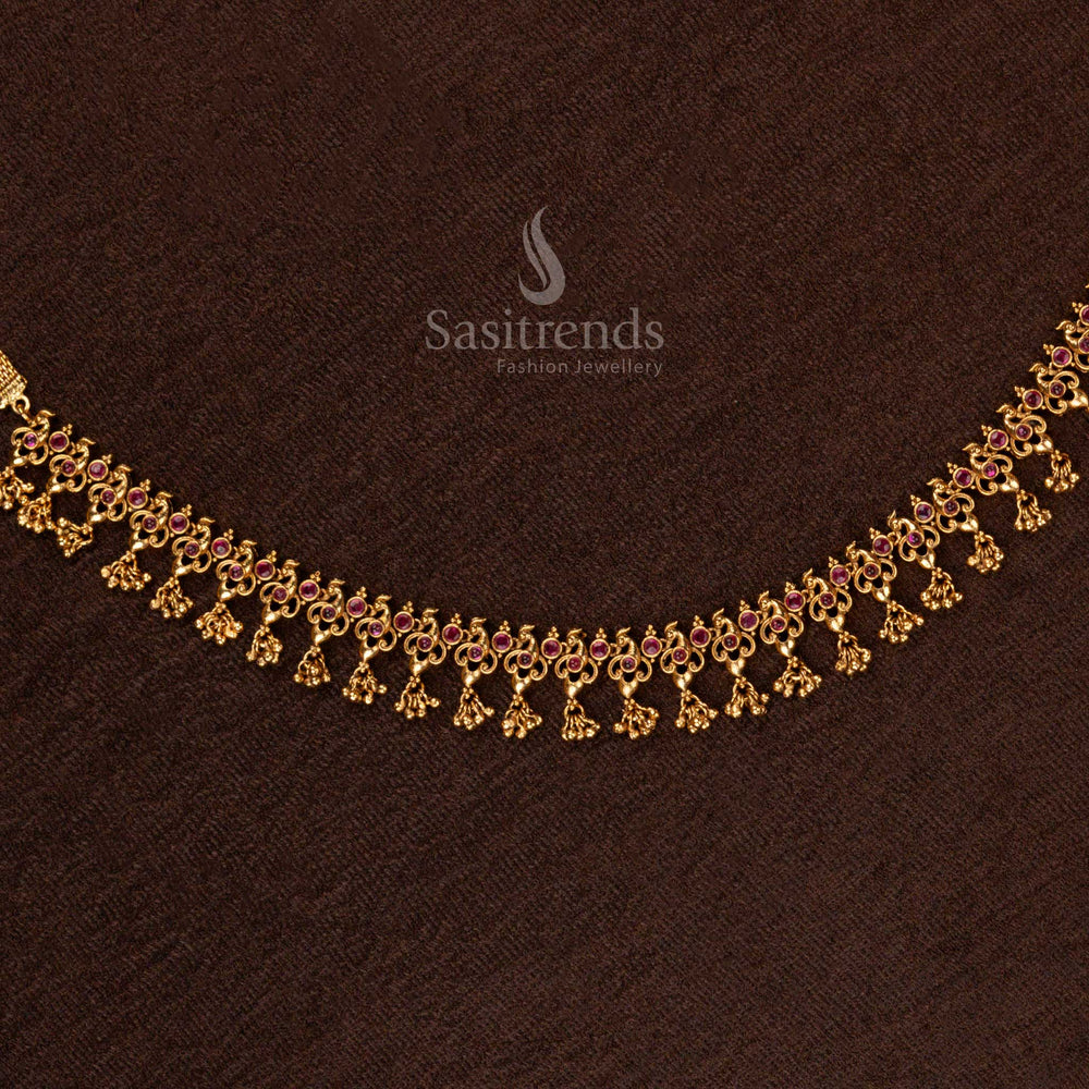 Traditional AD Stones Waist Chain with Peacock Motif for Bridal Wear - Sasitrends