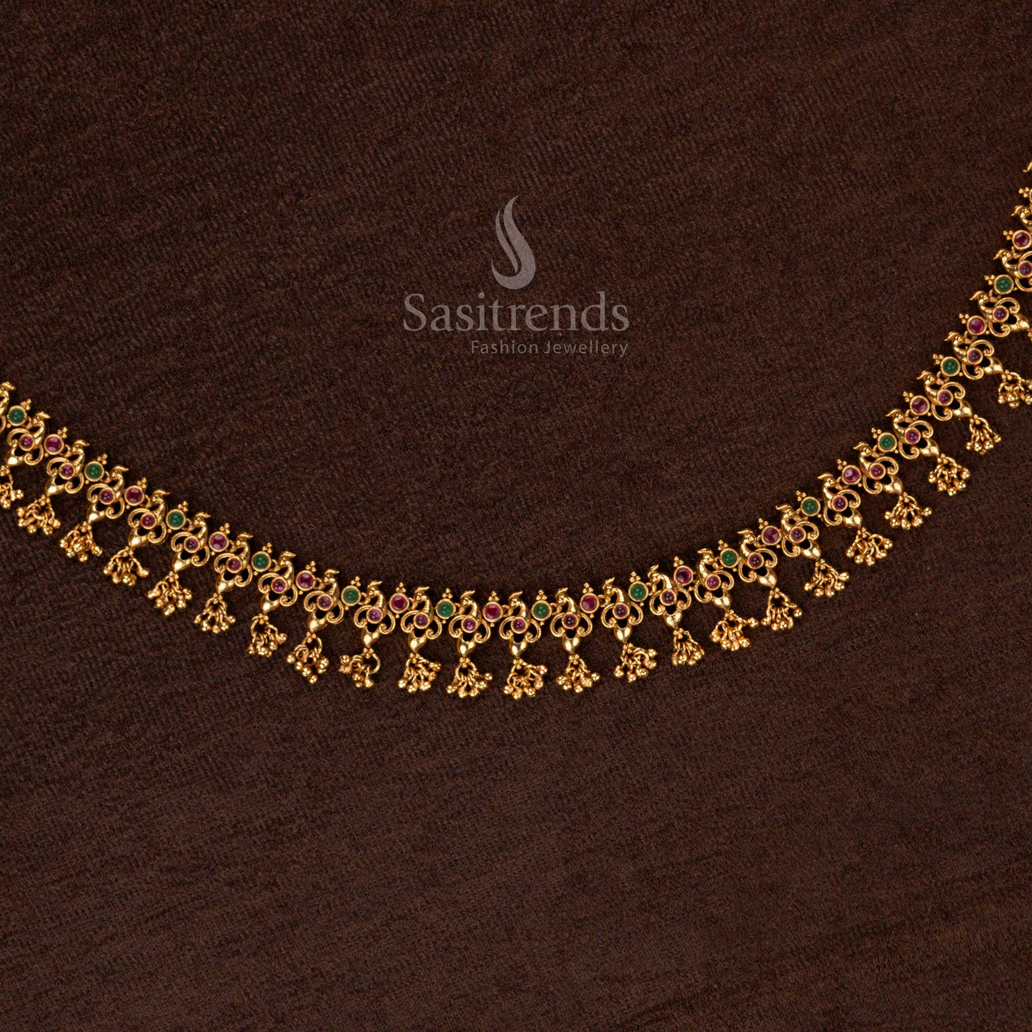 Traditional AD Stones Waist Chain with Peacock Motif for Bridal Wear - Sasitrends