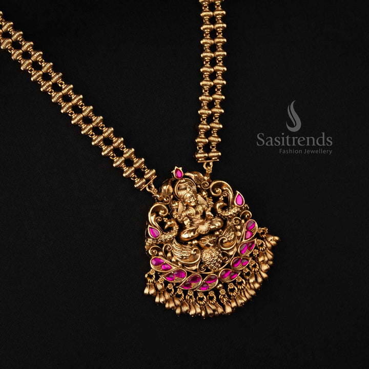 Exquisite temple jewellery with divine Lakshmi motifs for festive and wedding wear - Sasitrends