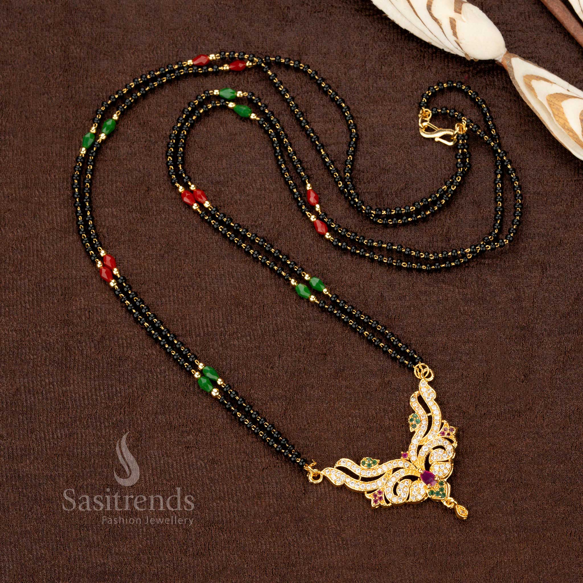 Elegant Traditional Micro Gold Plated Mangalsutra with Sparkling AD Pendant - Sasitrends

