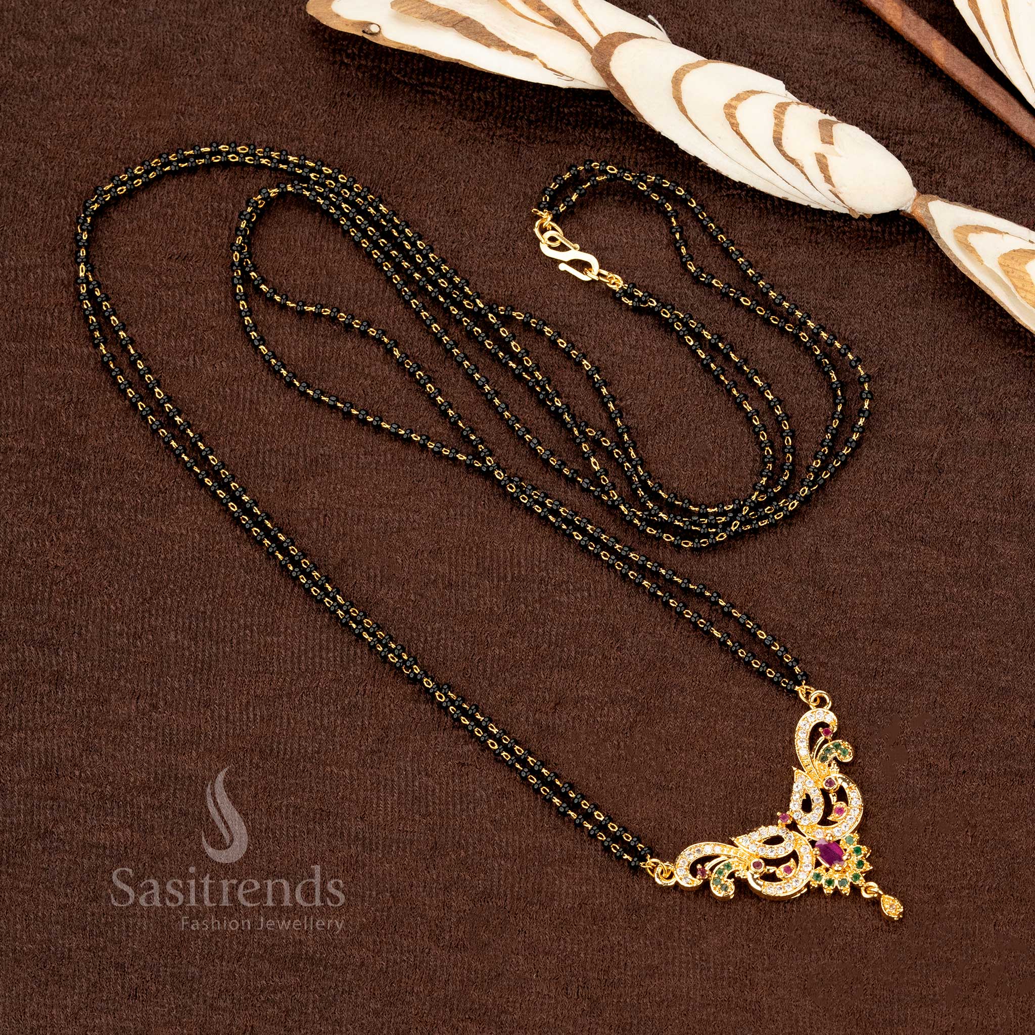 Timeless Traditional Mangalsutra with AD Pendant – Ideal for Bridal Wear - Sasitrends